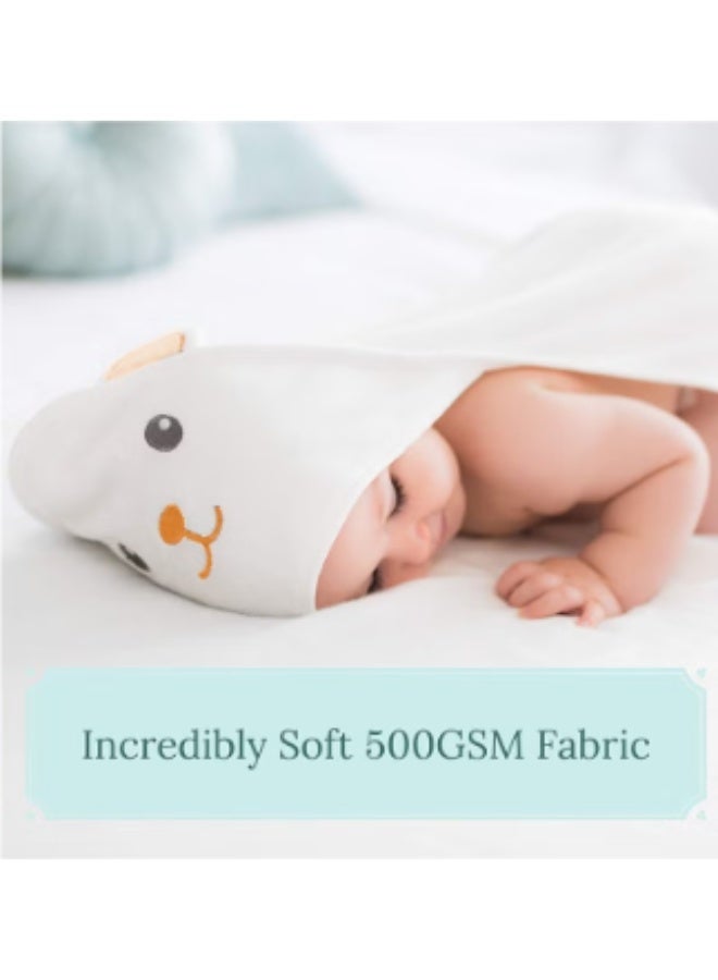 إتش بي إم واي مناشيل أطفال ذات غطاء للرأس، روب استحمام لحديثي الولادة، مجموعة مناشيل رضع ذات غطاء للرأس، منشفة ناعمة وامتصاصية فائقة للأطفال والرضع من 0 إلى 3 سنوات (دب أبيض) - Image 4